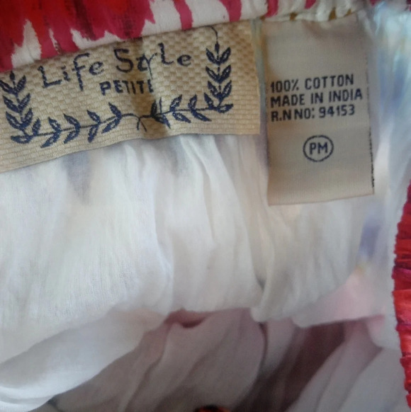 Life Style Women's 109% Cotton Tye Dye Boho Maxi Skirt Size Petite Medium - Picture 3 of 5